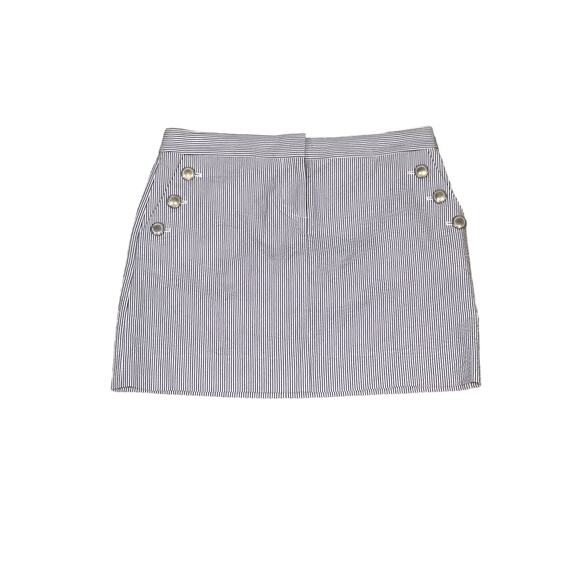 J Crew,‎ Black and White Seer Sucker Mini Skirt, Button Accent, Size 4, KB209